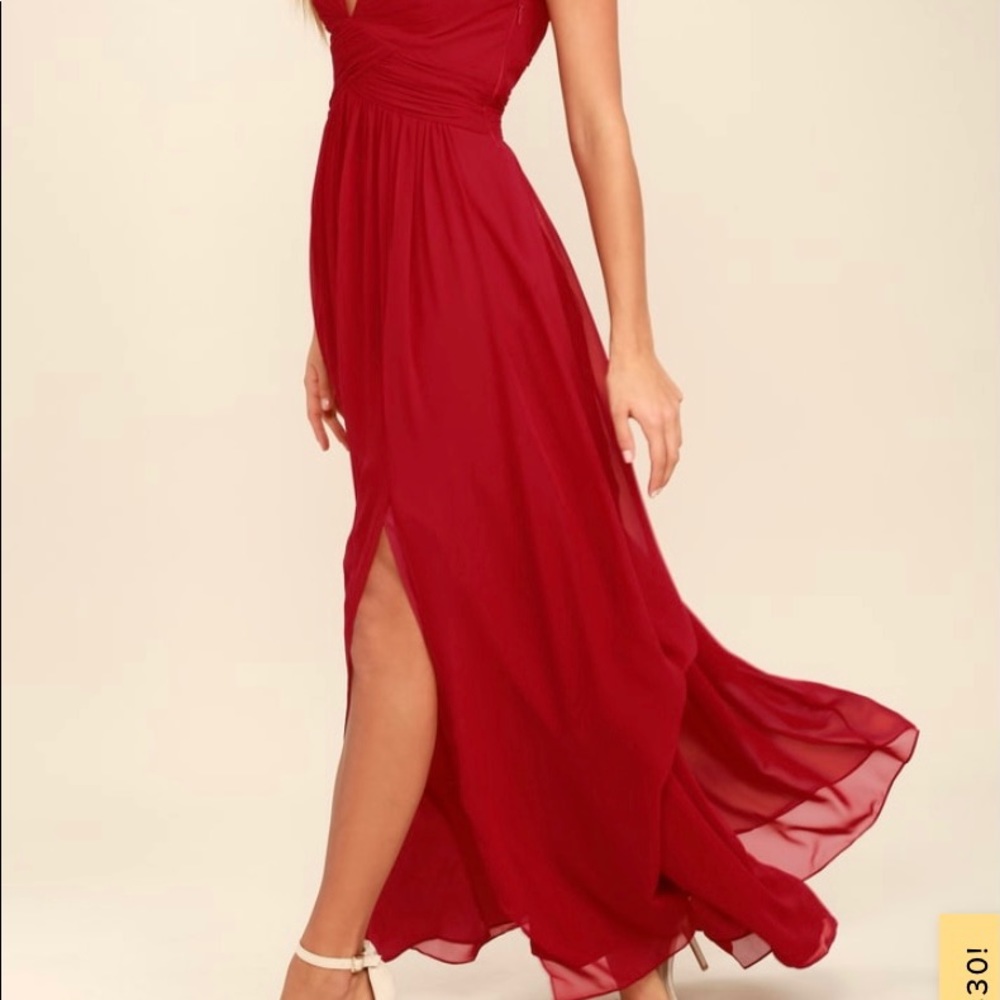 Ocean of Elegance Wine Red Maxi Dress
